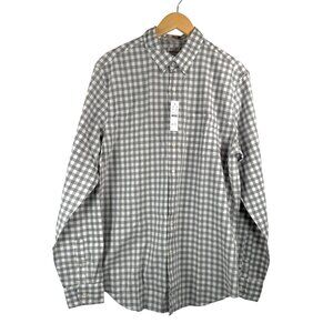 J.Crew‎ Secret Wash Organic Cotton Poplin Shirt For Men gingham sz LT